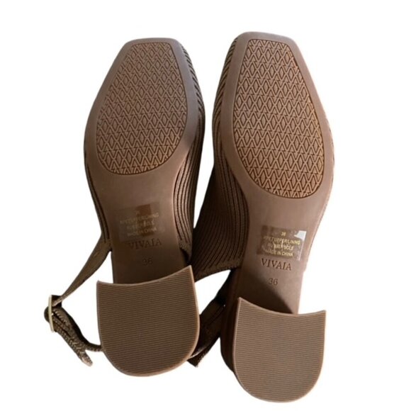Vivaia Melody Square Toe Slingback Block Heel in Nutmeg 36 - Picture 7 of 7